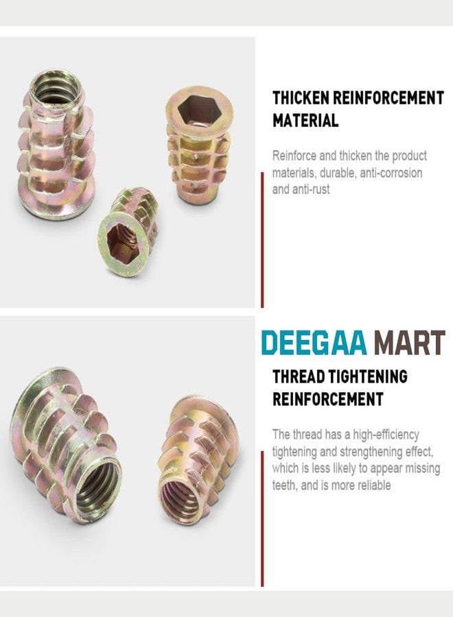 DEEGAA MART صواميل ومسامير ملولبة من سبائك الزنك من ديجامارت، مثبتة على الخشب، ذات رأس سداسي، للأثاث، وسدادات الخشب، وإصلاح ثقوب البراغي (100، أصفر، مجموعة) - Image 5